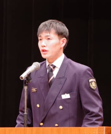 最優秀賞に輝いた那珂市消防本部の白瀬拓也さん=同市古徳