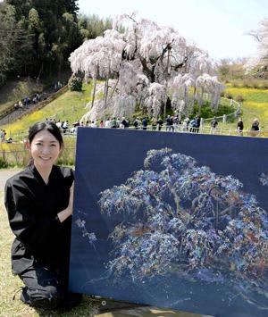 10年目の集大成となる滝桜を描いた後藤さん