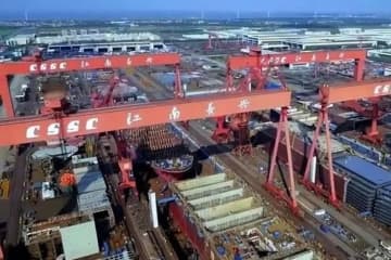 中国の1-3月期の造船3大指標がいずれも世界一になった。