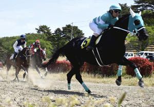 人馬一体となり、迫力あるレースを展開する出場者＝南相馬市・雲雀ケ原祭場地