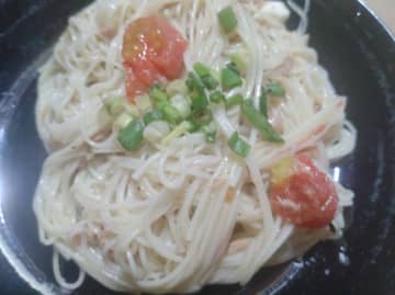 「余ったそうめんでごちそうイタリアン」（桂ぽんぽ娘撮影）