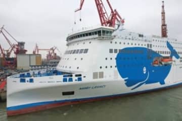 イタリアの海運会社モービー・ラインズの「ロールオンロールオフ式」の豪華客船「MOBY LEGACY」号が19日、広東省広州市から出航した。