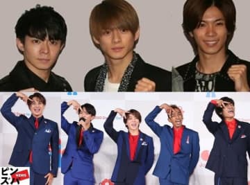 Number_i（左から岸優太、平野紫耀、神宮寺勇太）、Aぇ!group（左から小島健、正門良規、末澤誠也、草間リチャード敬太、佐野晶哉（C）ピンズバNEWS