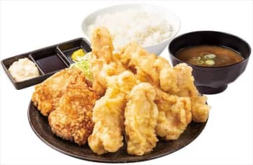 「とり天倍盛り合盛り定食」（税込 1155円）