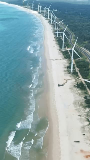 中国では今、海辺を旅行して、波やカモメ、朝日などのほか、クルクル回り続ける風力発電システムの「大風車」を鑑賞するというのが斬新な体験となっている。