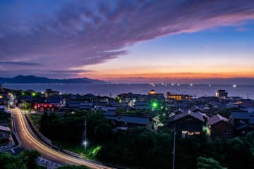 夕日ヶ浦の高台から見た漁火