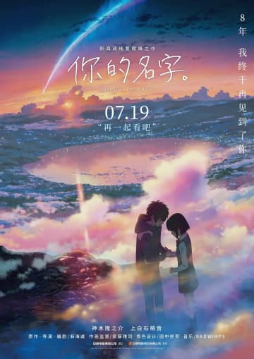 新海誠監督のアニメーション映画「君の名は。」の中国での累計興行収入が6億元（約130億円）を突破した。