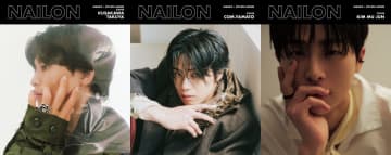 ファッション＆アートネイルマガジン『NAILON』第1号表紙を飾る（左から）草川拓弥、コムドット・やまと、キム・ムジュン